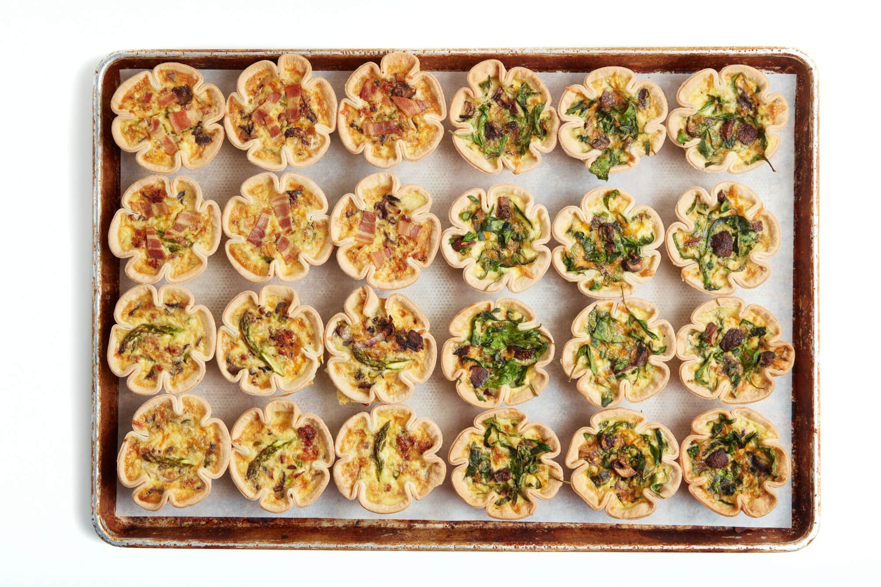 Starter Bakery tray of individually baked quiches